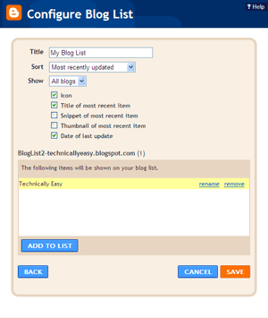 Blogger - Configure Blog List - Blog Added