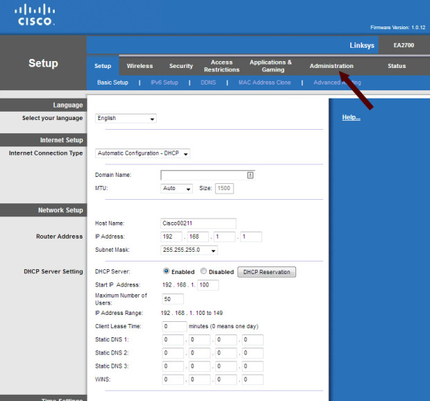 how to reset cisco linksys e2500 router