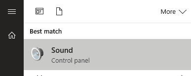 The Windows 10 Sound Control Panel applet.