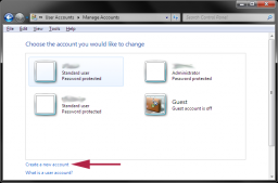 Windows 7 - Create a New Account