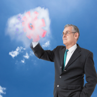 Businessman Works With Cloud Computer