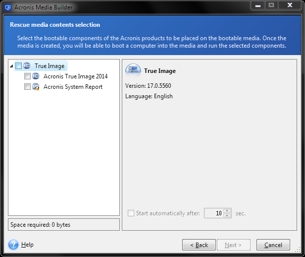 acronis true image custom media
