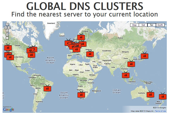 Map of UnoDNS Servers