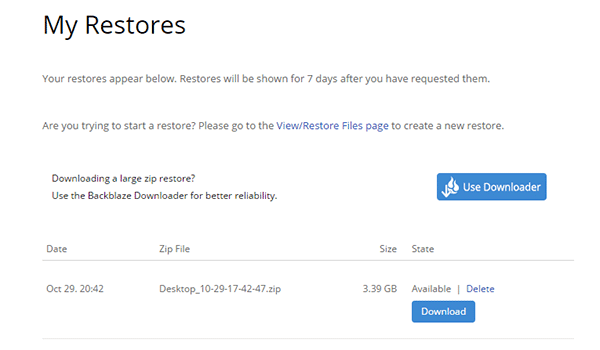 Backblaze Restore - Available