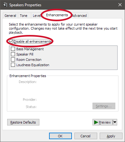 windows 10 audio enhancements