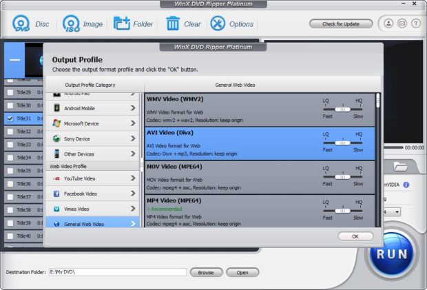 WinX Output Profile